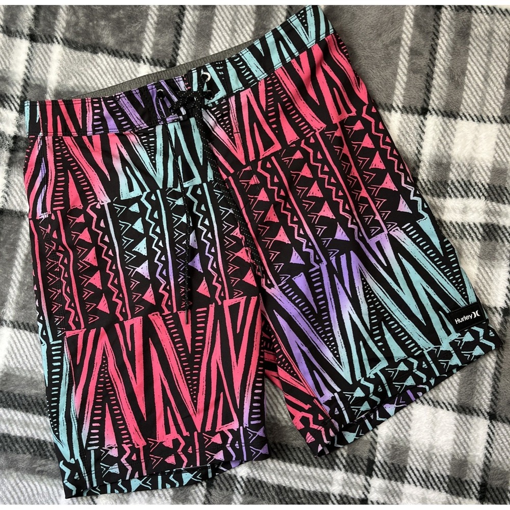 Hurley Phantom Board‎ Shorts Swimwear Mens 28 Hawaiian Tribal 90s All Over Print